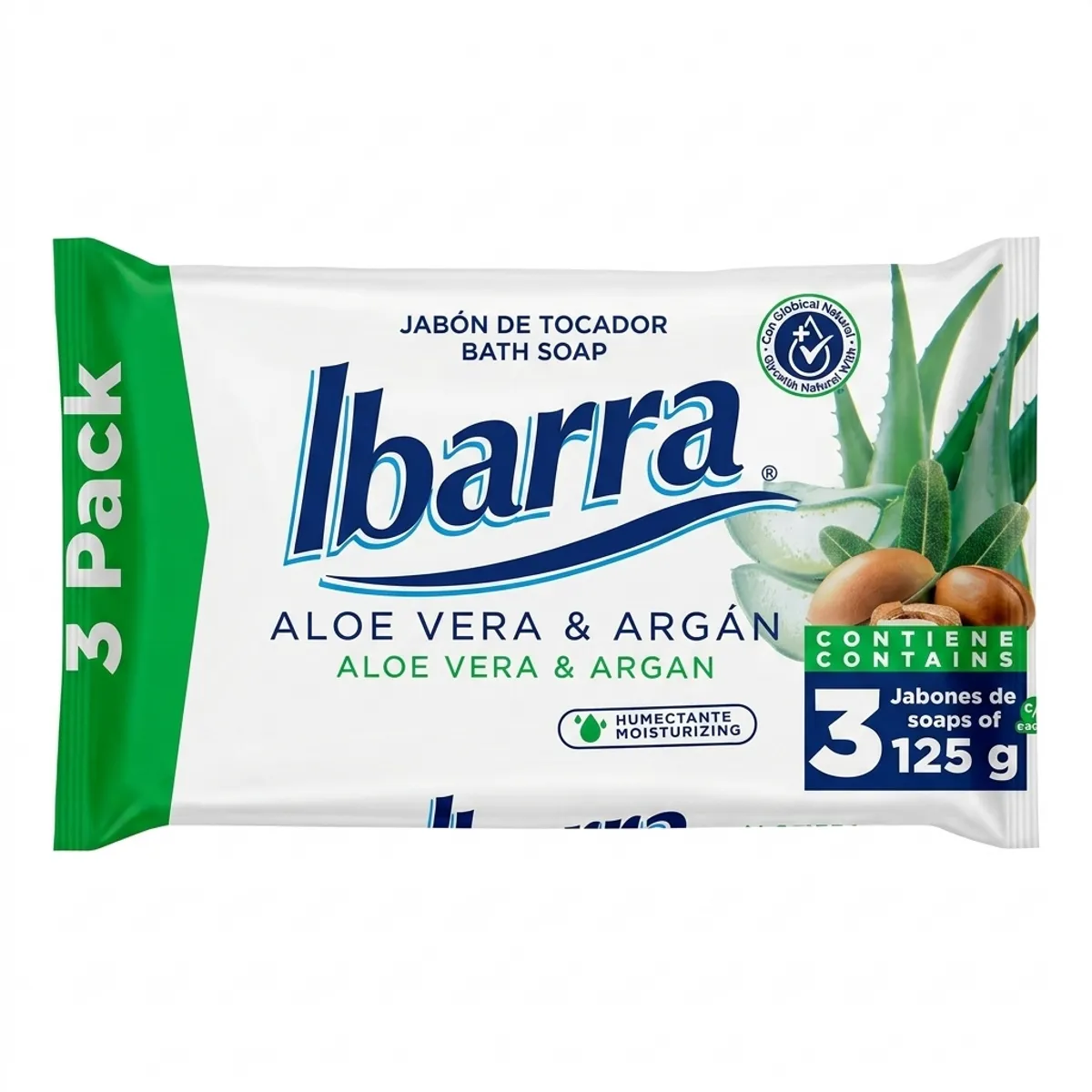 Set de jabones de tocador Aloe vera y Argán (3 x 125 g) Ibarra
