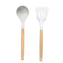 Set de utensilio de cocina de silicona y madera, 2 u
