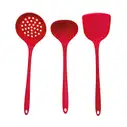 Set de utensilio de cocina de silicona, color rojo, 3 u